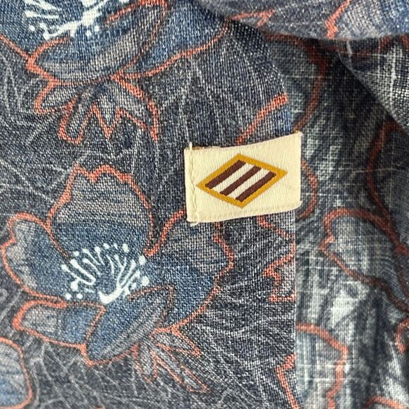 Joseph Abboud Shirt Mens Large Blue Hibiscus Floral Linen Blend Short Sleeve - Picture 5 of 13